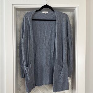 Blue Open-Front Cardigan Sweater. Cotton Blend. Madewell.